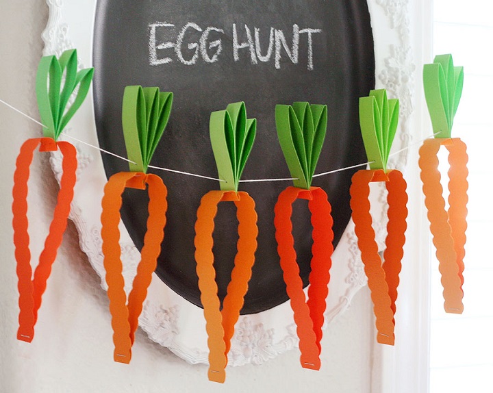 Decoração de Páscoa DIY: Grinalda de cenouras em papel