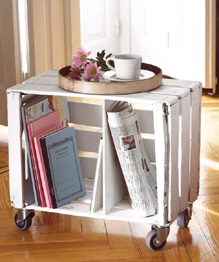mesa de apoio caixas de fruta