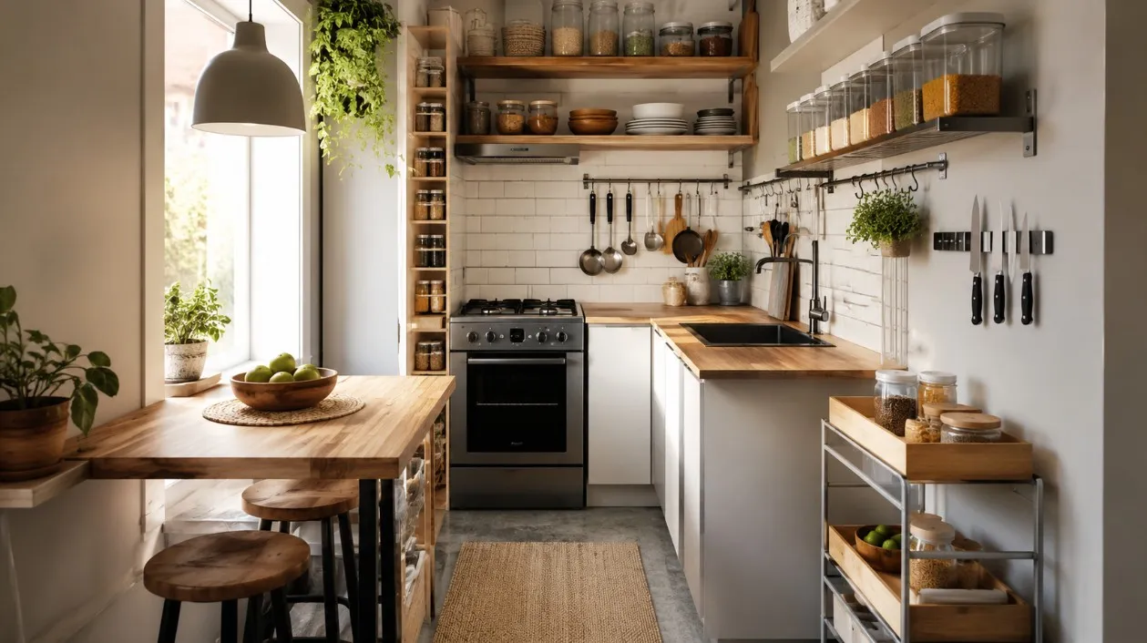 Cozinha pequena organizada: soluções bonitas para ganhar espaço